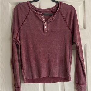American Eagle Outfitters Purple Long Sleeve Henley Size Small